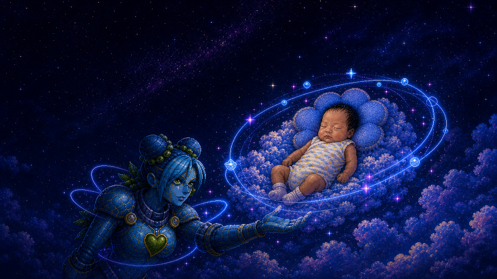 蓝色星环守护 Ora 的星空插图